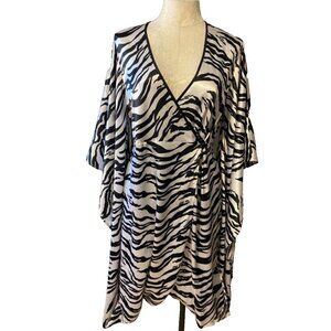 Anthropologie Hot In Hollywood Wrap Kaftan Caftan Dress L Large Black White